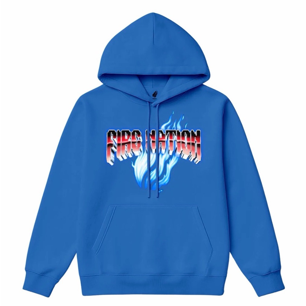 Preston Playz Youth Blue Flame Graphic Pullover Hoodie NWT
